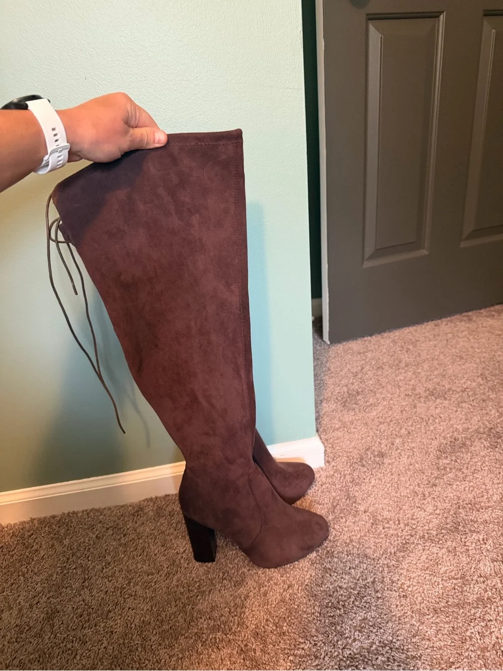 Forever 21 Chocolate Brown Over-the-Knee Suede Block Heel Boots